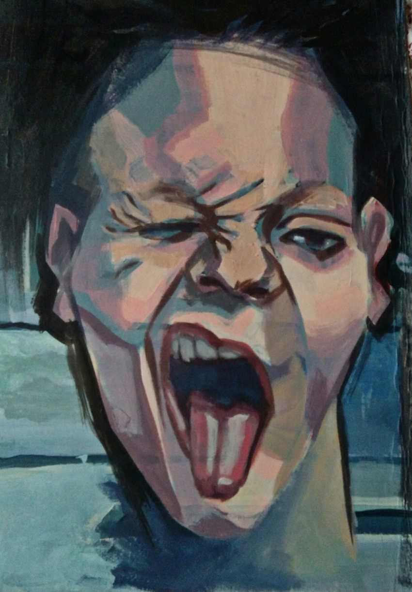 Weronika%20Puciłowska,%20II%20rok%20Grafiki,%20autoportret;%20grymas,%20akryl,%20karton,%2040x30%20cm